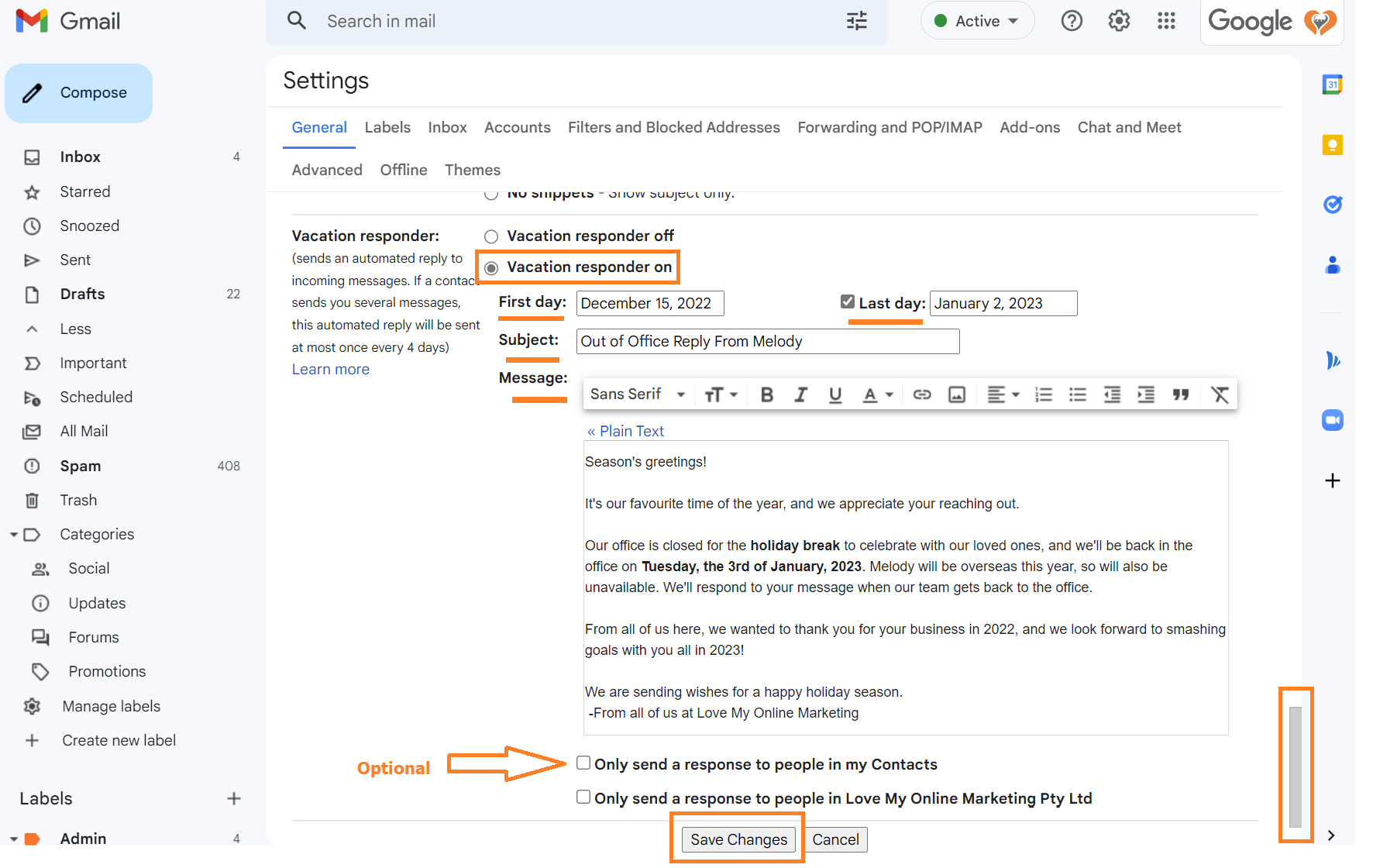 Out Of Office Message In Gmail Calendar 