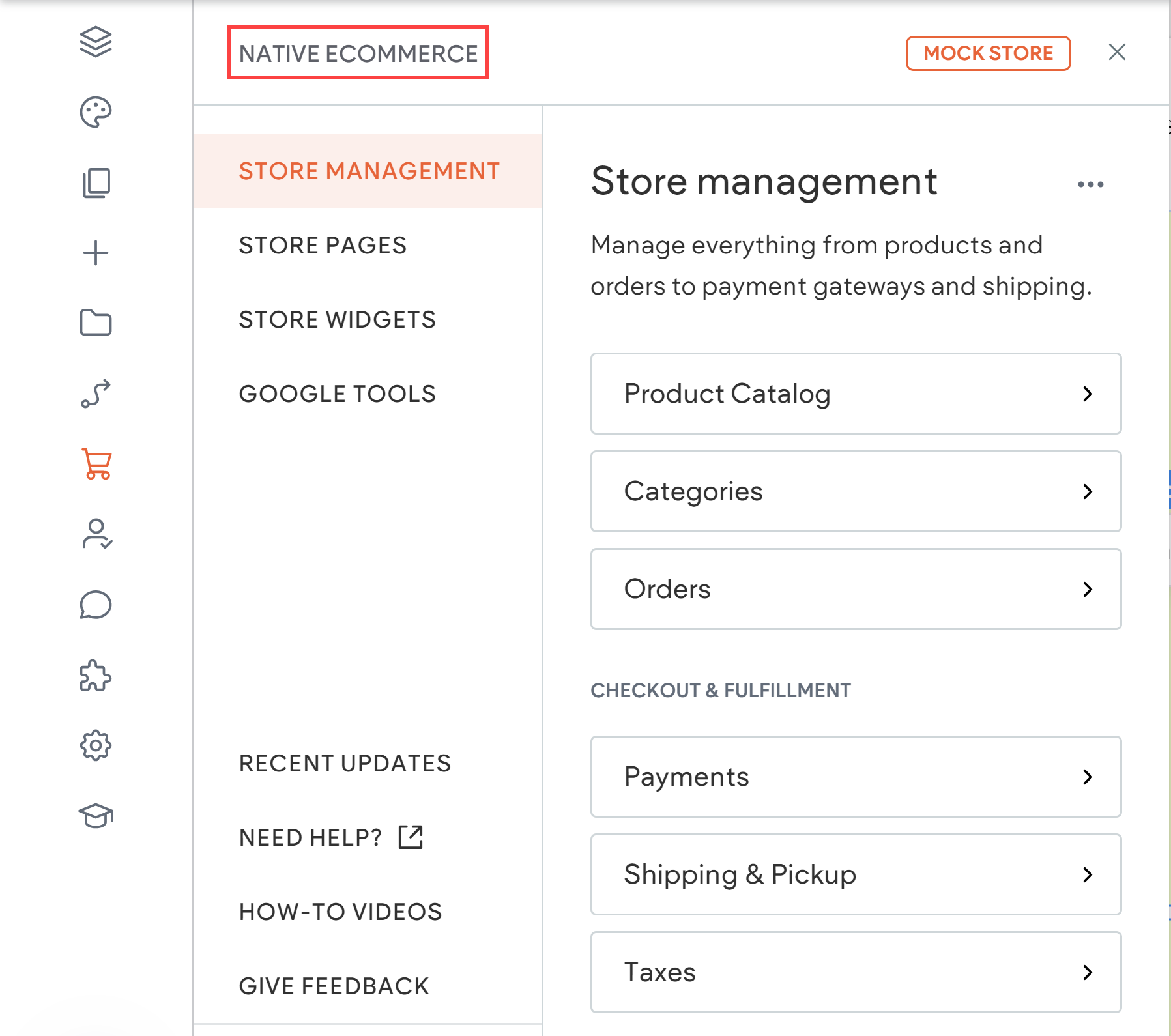 Overview of the store setup steps