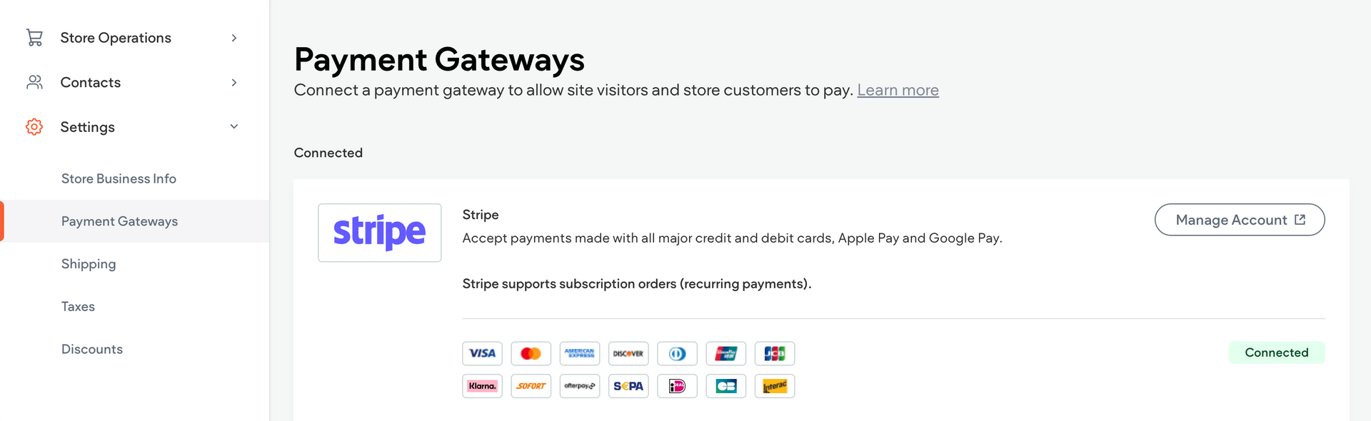 Payment providers setup