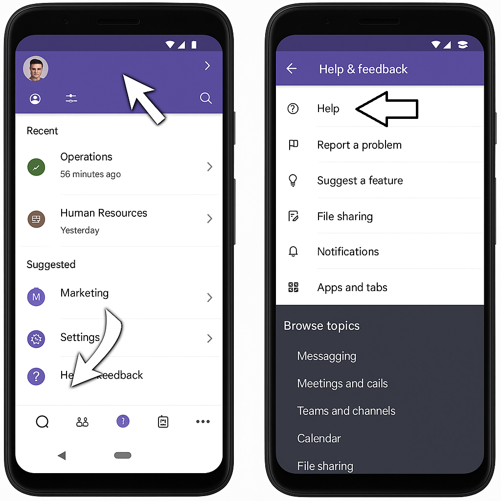 An image of a cell phone showing the help and feedback page