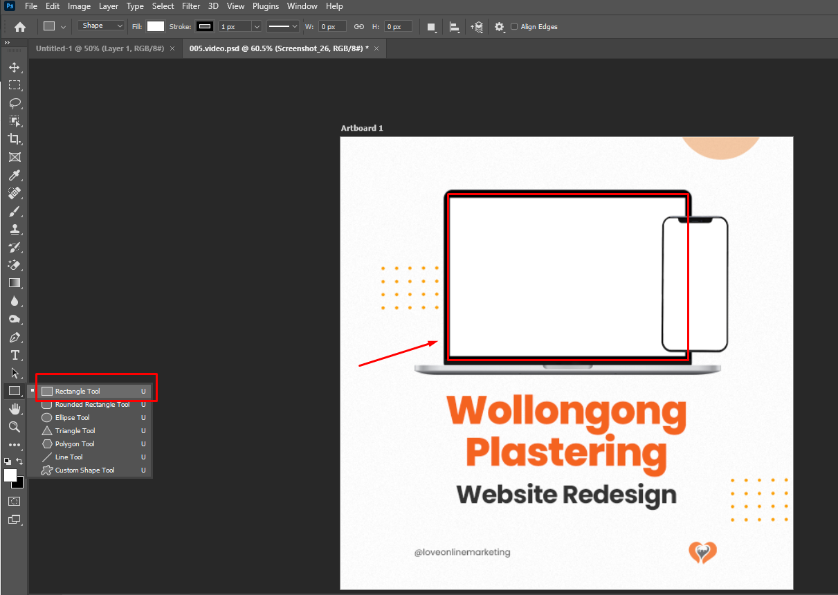rectangle tool on Photoshop