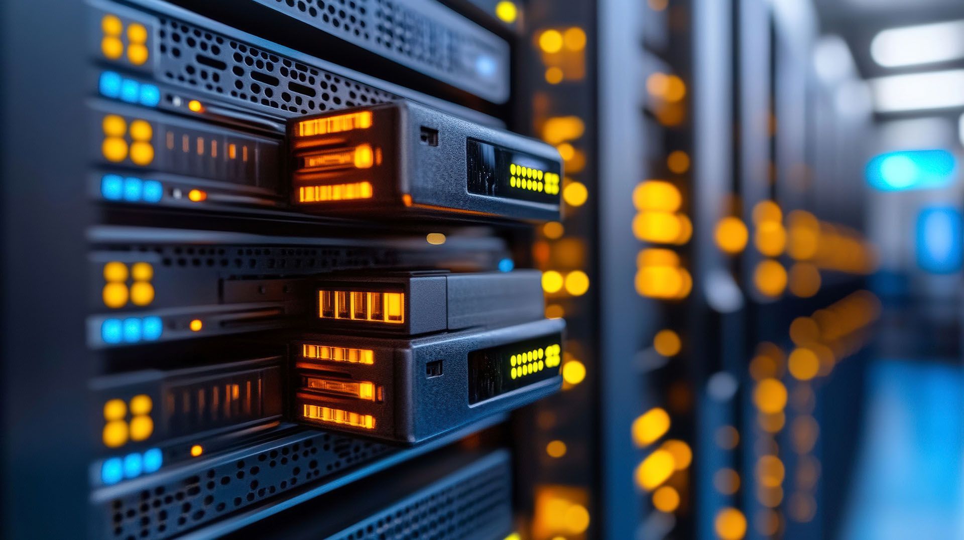 close-up view of a server