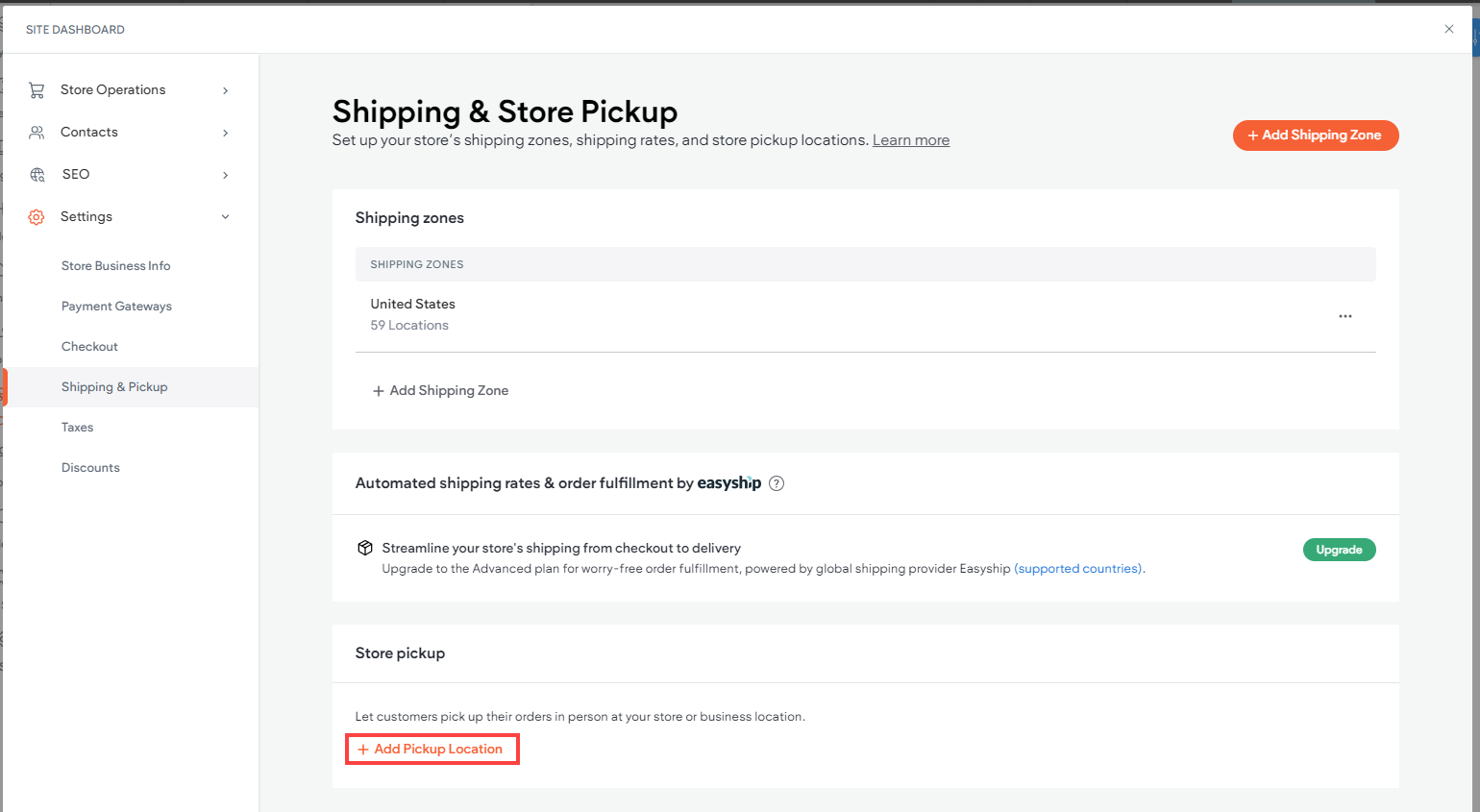 Shipping zones and rates