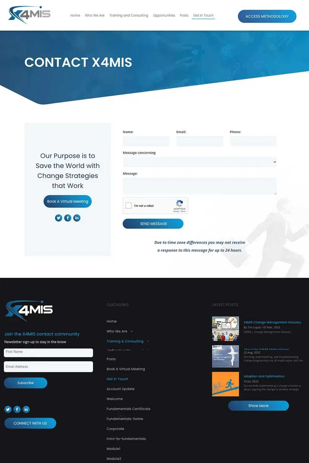 X4MIS contact us page preview