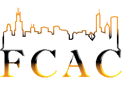 A logo for a company called fcac with a city skyline in the background.