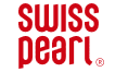 The swiss pearl logo is red and white on a white background.