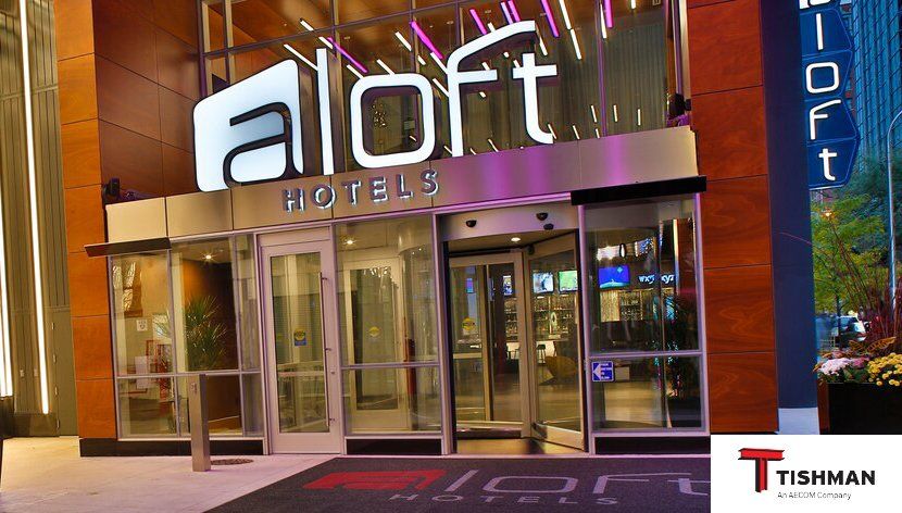 The entrance to the aloft hotel in new york city