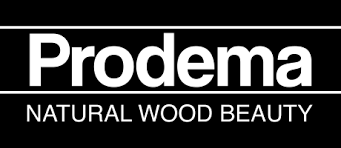 The logo for prodema natural wood beauty is white on a black background.