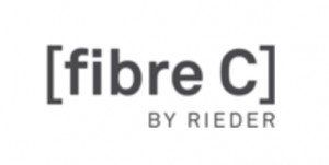A logo for fibre c by rieder on a white background