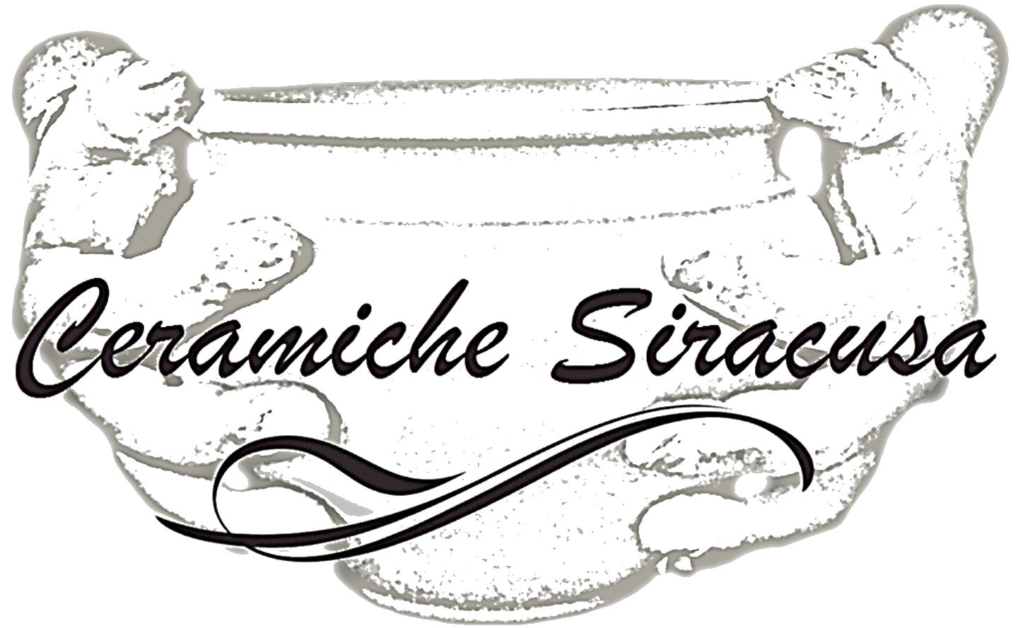 Logo Ceramiche Siracusa in corsivo con decori floreali.
