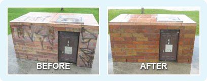 Brick Cleaning Grafiti Removal Service Before and AFter