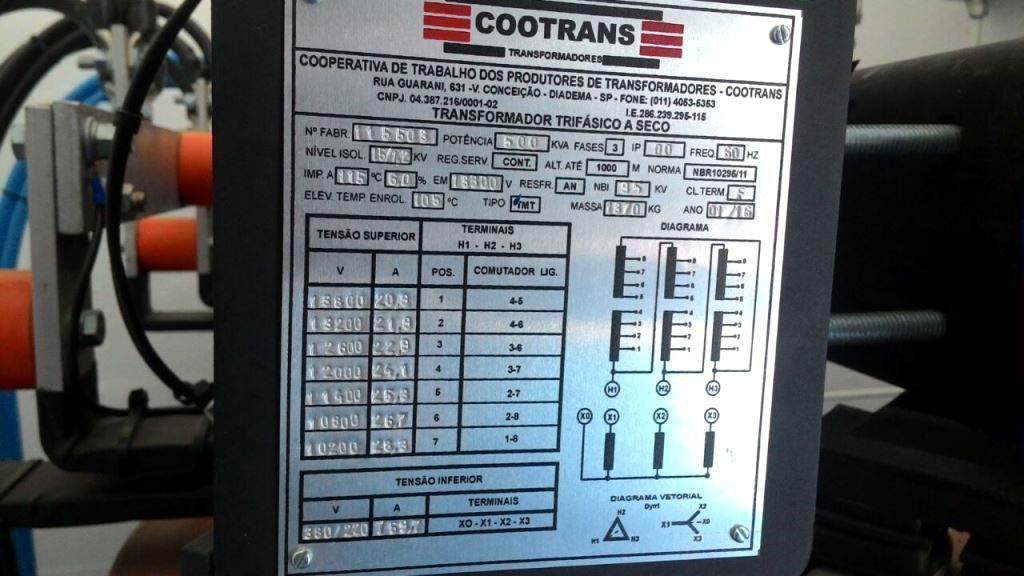 Uma etiqueta cootrans está na lateral de uma máquina