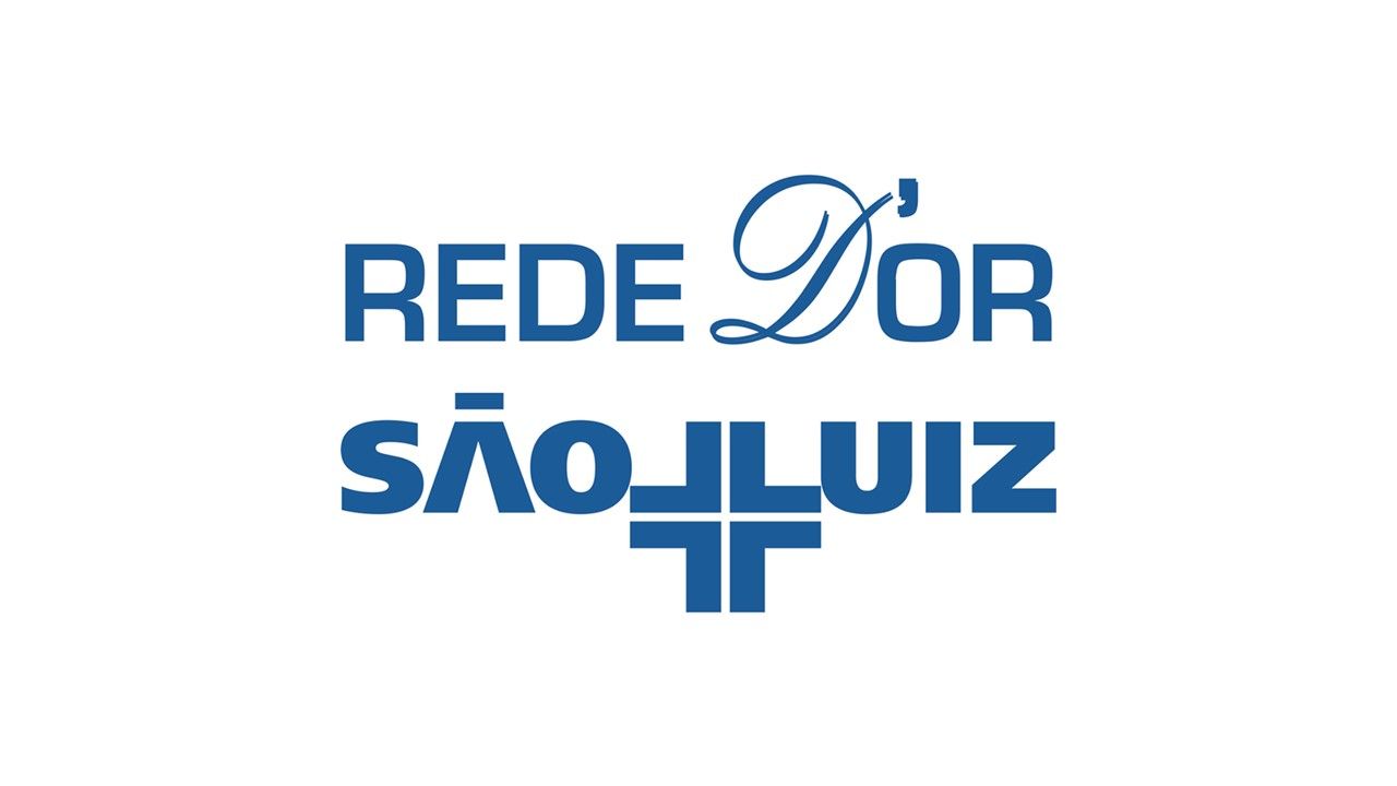 Um logotipo azul para a rede dor são luiz em um fundo branco.