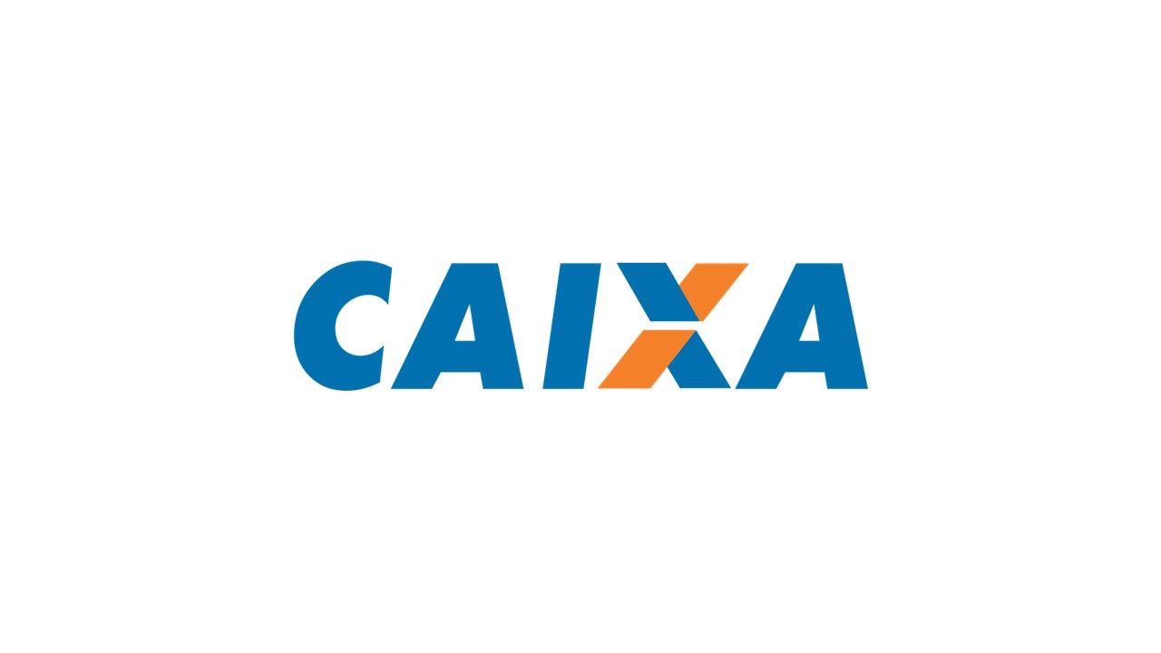 Um logotipo da caixa azul e laranja em um fundo branco