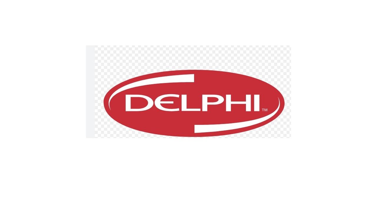 Um logotipo vermelho da Delphi em um fundo branco.