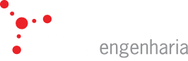 Um logotipo para engenharia com pontos vermelhos em um fundo branco