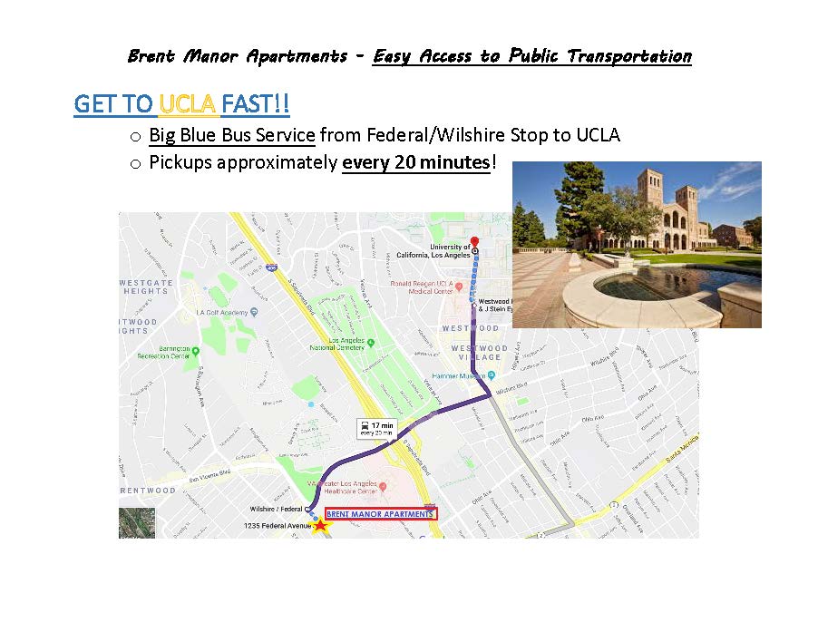 map to UCLA from Brent Manor
