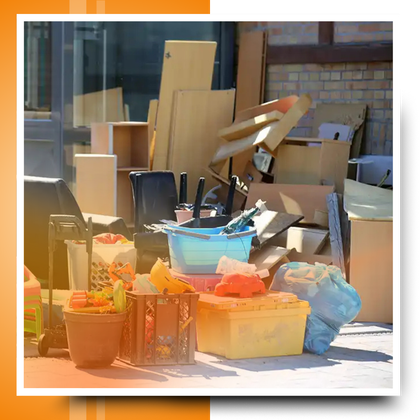 garbage in front of an apartment