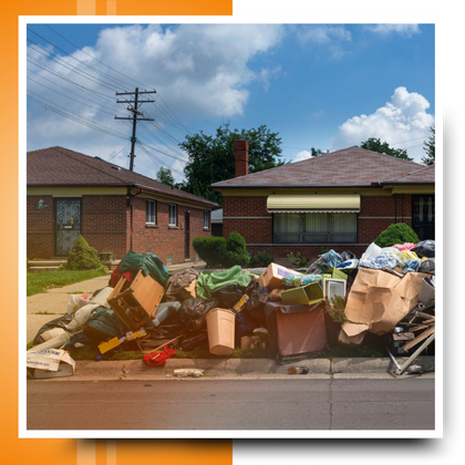 Junk in front of a house