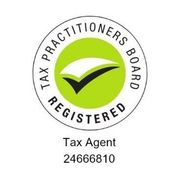 Tax Practitioners Board Registered logo, green and white checkmark, text: Tax Agent 24666810.