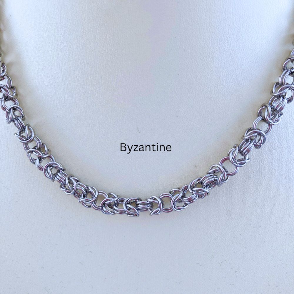 Byzantine chainmaille necklace made from stainless steel