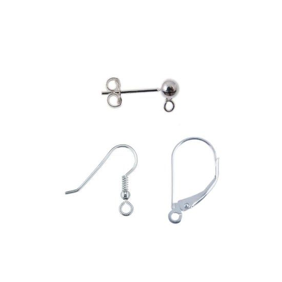 A selection of handmade earrings withdifferent fittings – shepherd’s hooks, lever-backs, and studs