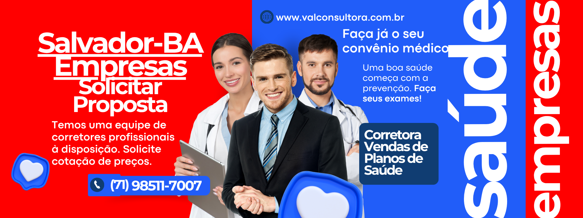 Anúncio de seguro saúde em Salvador, Bahia, número de telefone.