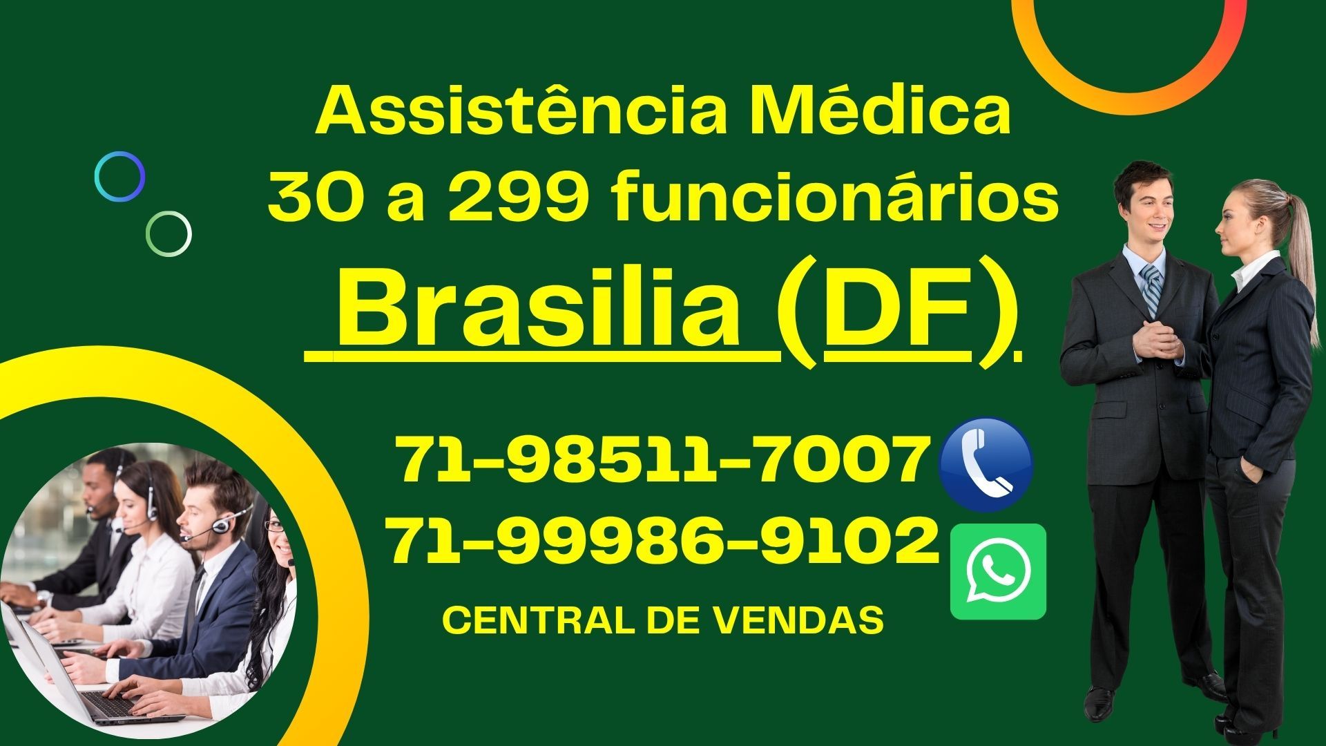 30 a 299 Beneficiários Tabelas comparativas de preços dos planos de saude empresariais em Distrito Federal. Contratar Assistência Médica Empresarial (Bradesco Saude), (Amil DF), (HapVida Brasilia-DF), (SulAmerica DF), (Unimed DF), (Select Saude DF). Varias opções em Planos de Saúde para Empresas.