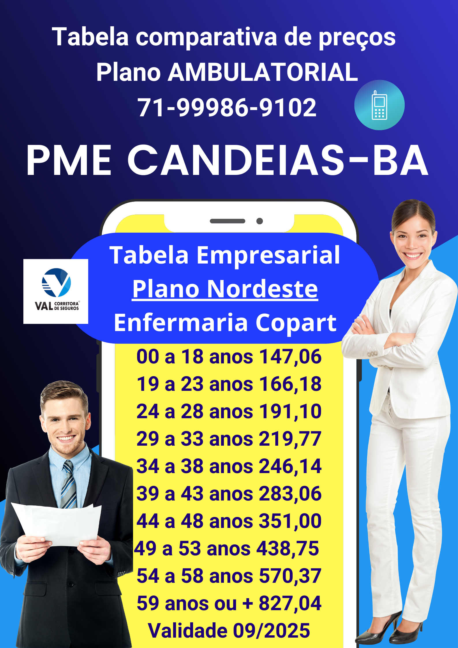 Tabela Comparativa com a média dos preços dos Planos de Saúde Empresarial Nordeste SAUDE