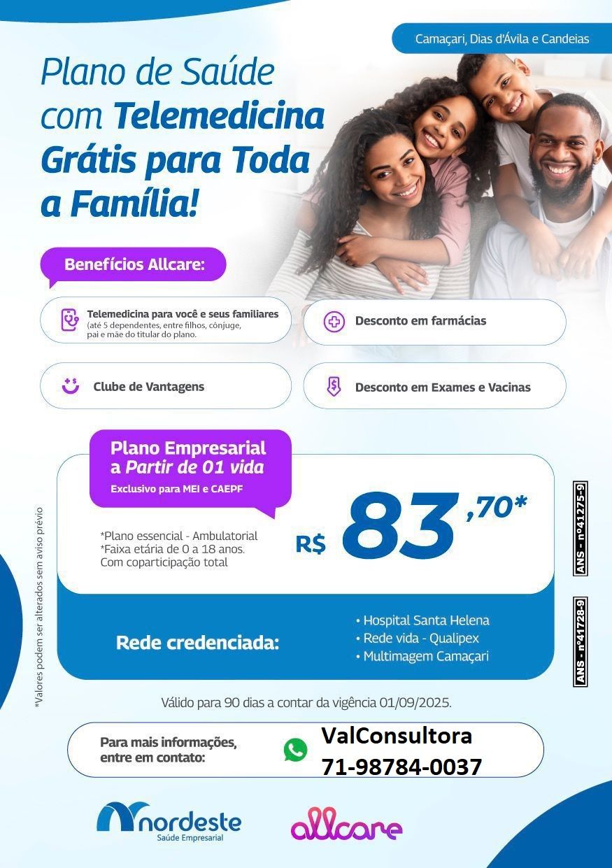 Tabela Comparativa com a média dos preços dos Planos de Saúde Empresarial Nordeste SAUDE
