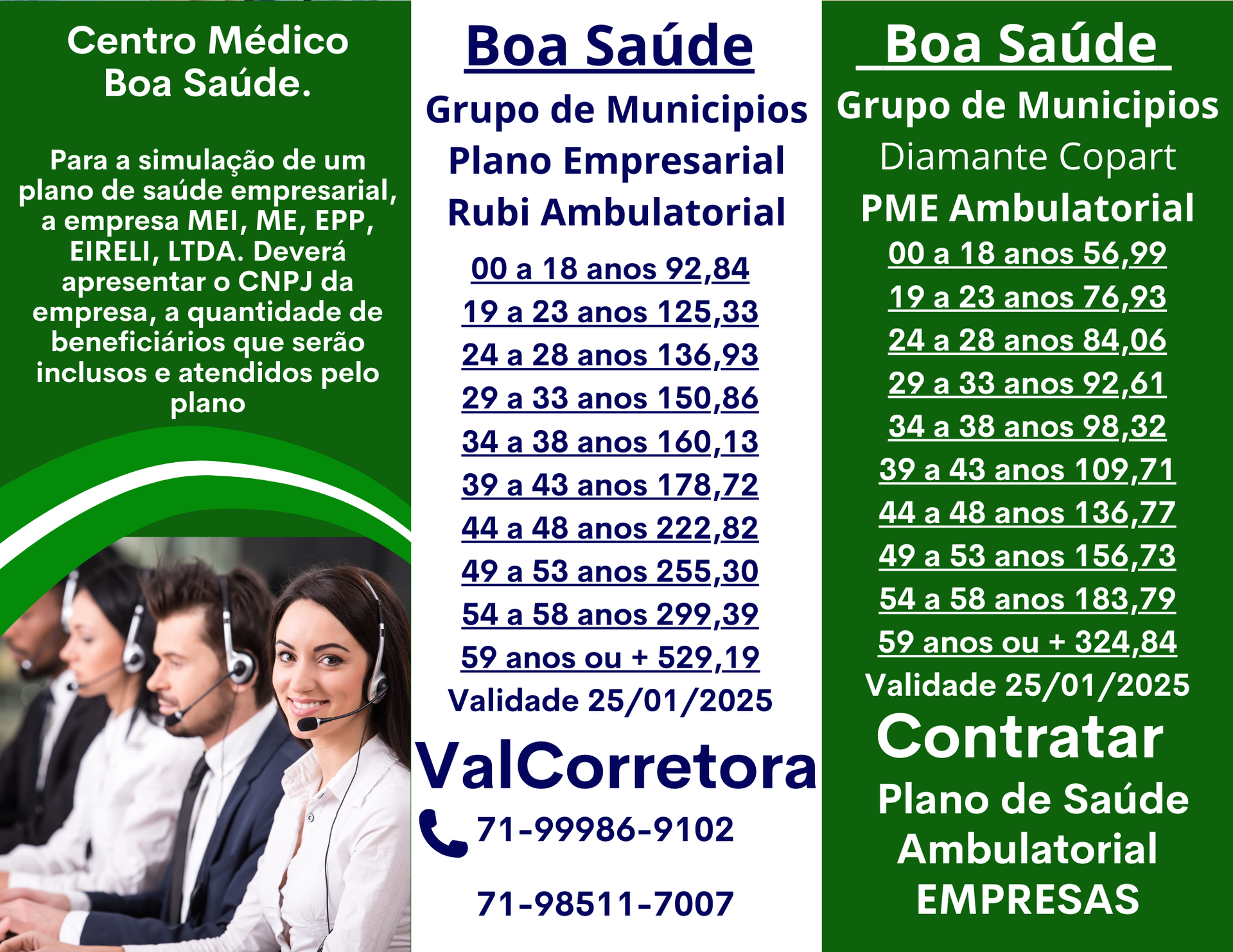 tabela comparativa de preços boa saude empresarial