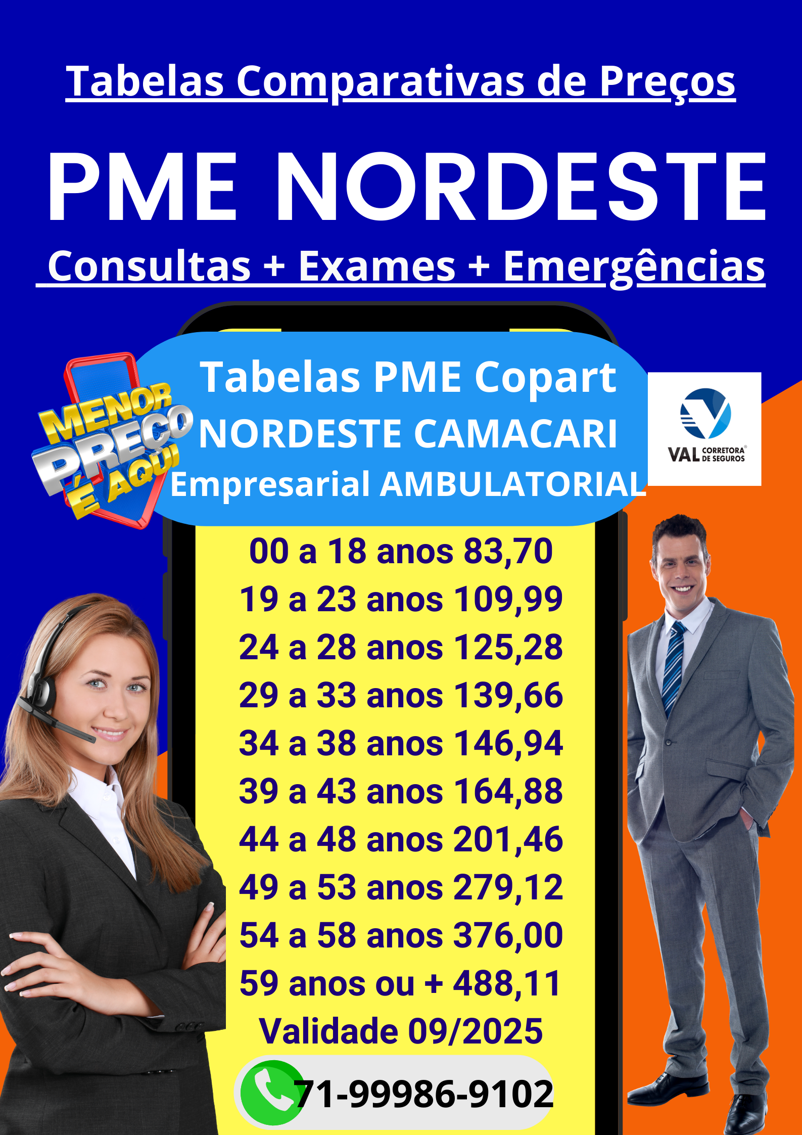 Tabela Comparativa com a média dos preços dos Planos de Saúde Empresarial Nordeste SAUDE