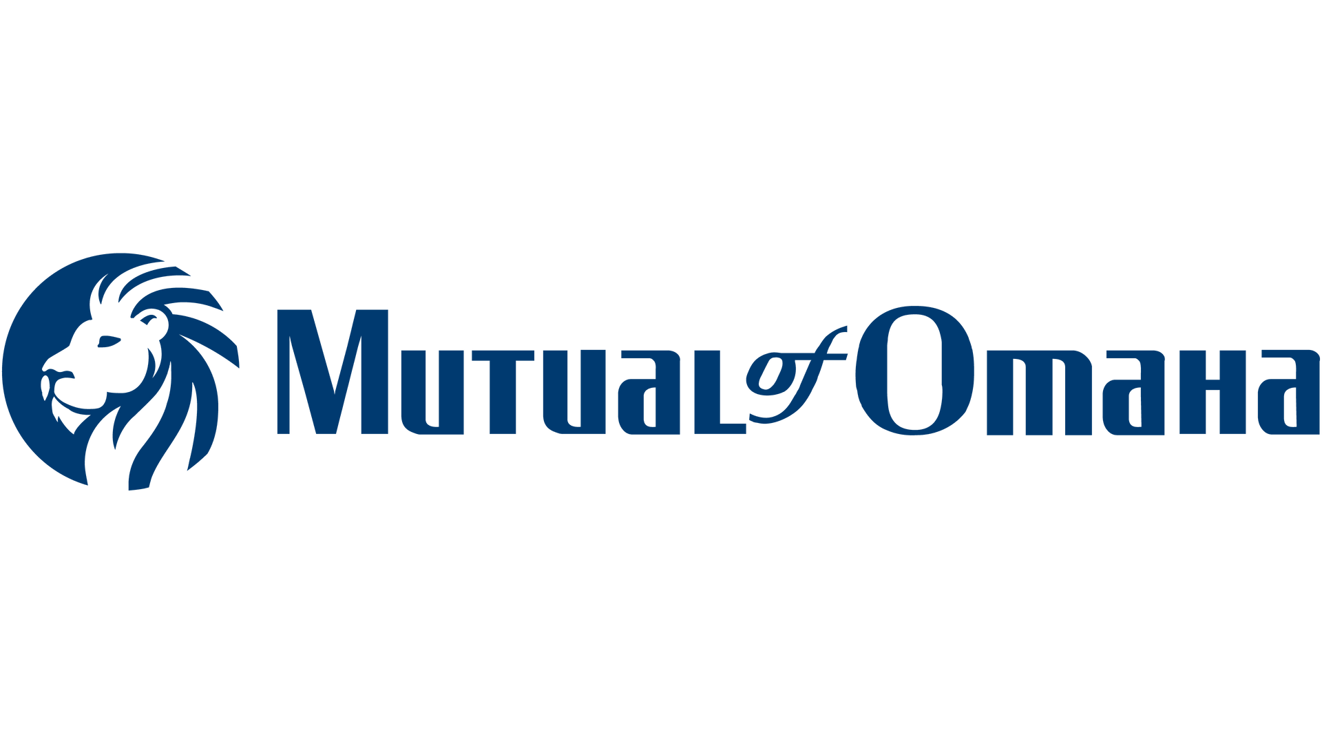 Mutual of Omaha logo with blue lion emblem and company name on white background