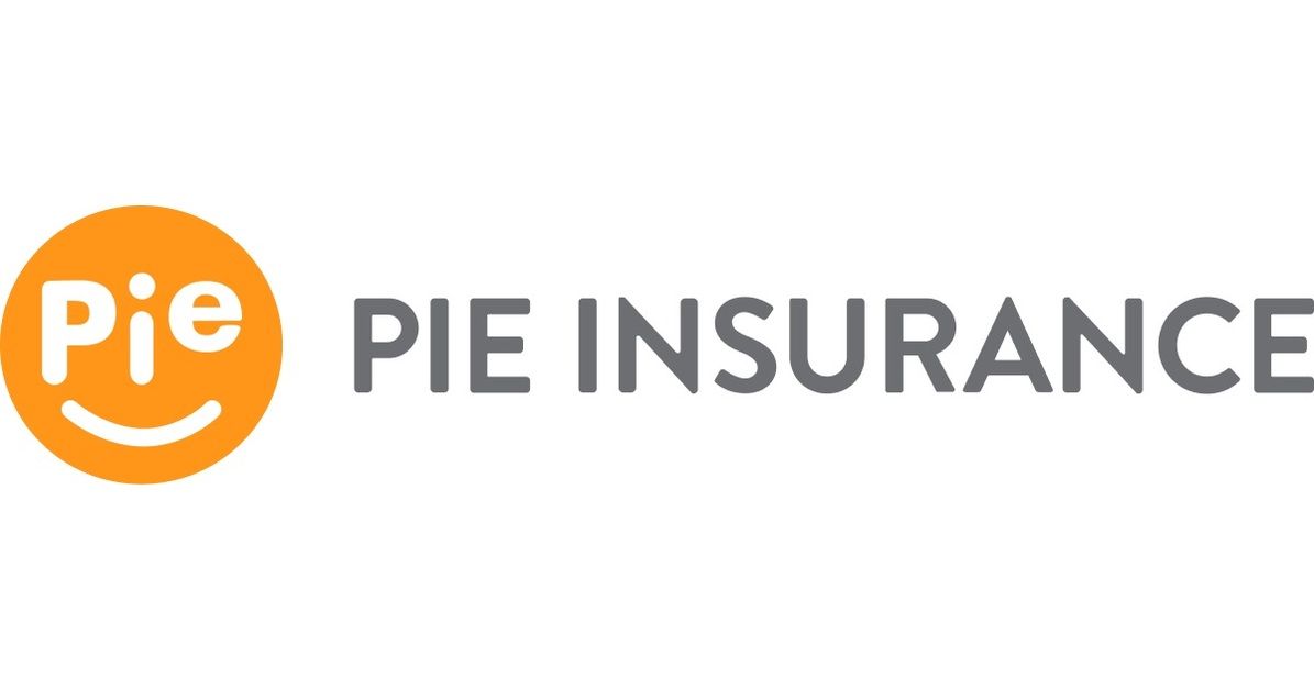 Pie Insurance logo with orange circular icon and gray text on a white background