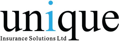 Unique Insurance Solutions Ltd logo in black and blue text on a white background