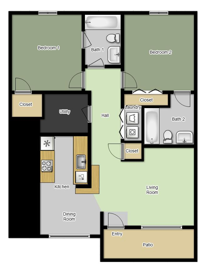 Floor Plan: 2 Bed
