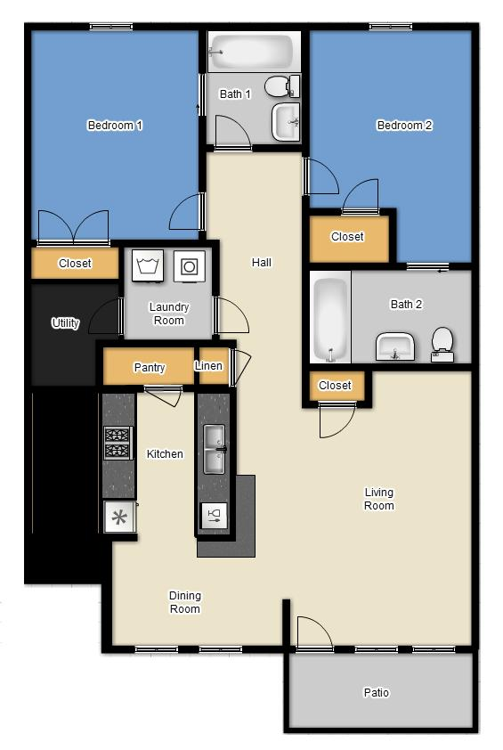 Floor Plan: 2 Bed