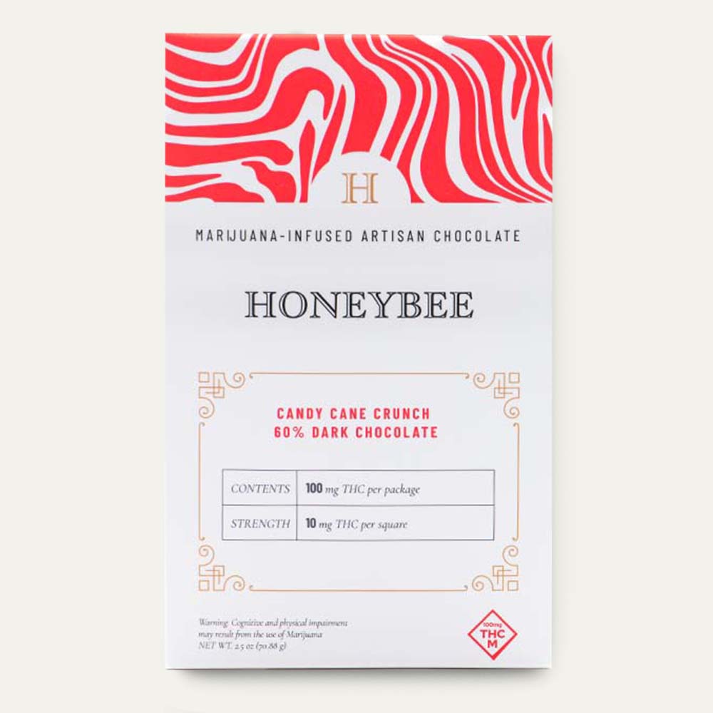 Honeybee candy cane crunch chocolate packaging