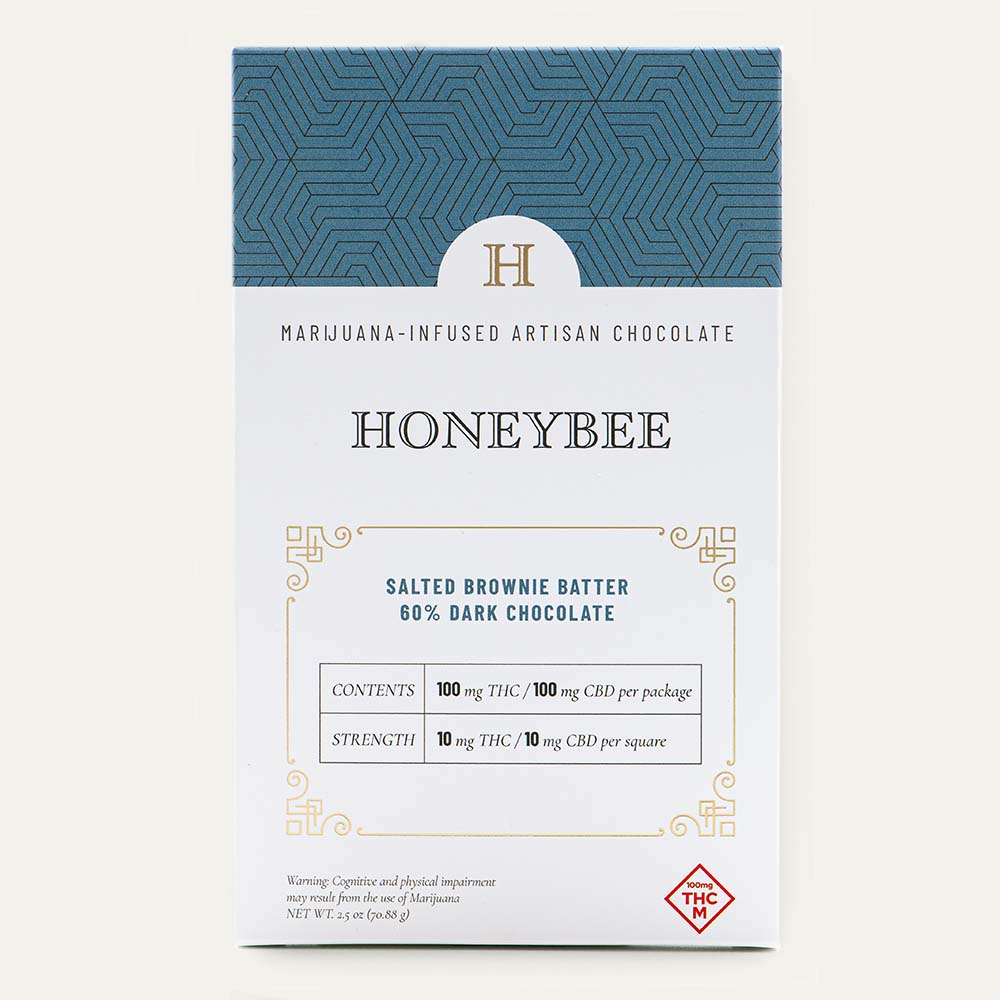 Honeybee edibles salted brownie batter chocolate packaging
