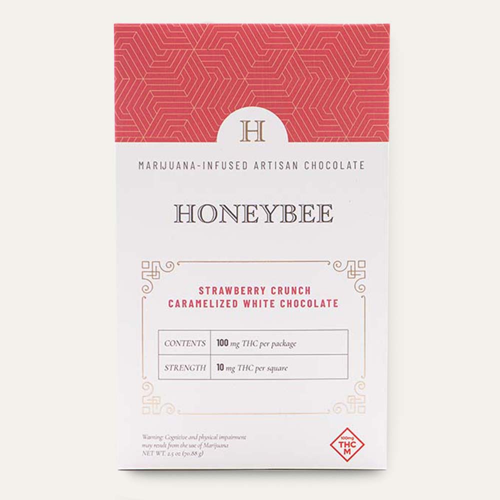 Honeybee edibles strawberry crunch chocolate packaging