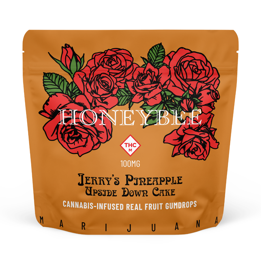 A red bag that says honeybee on it