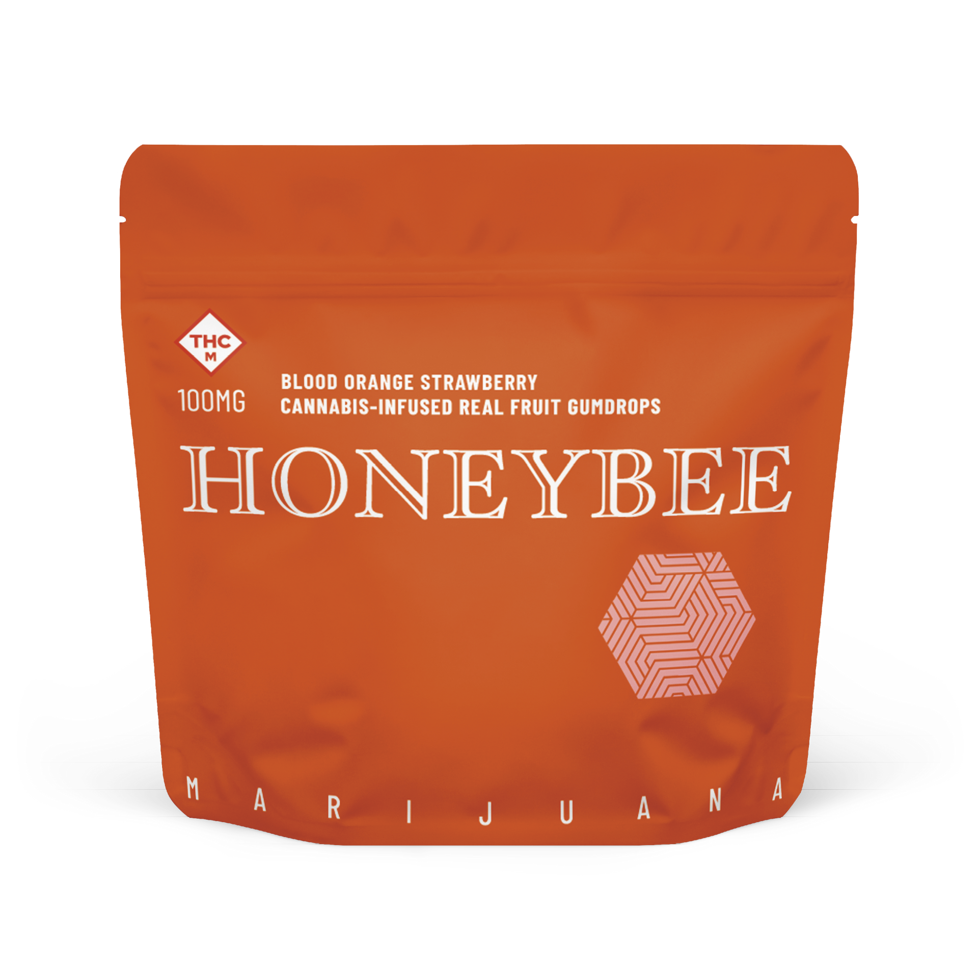 A orange bag that says honeybee on it