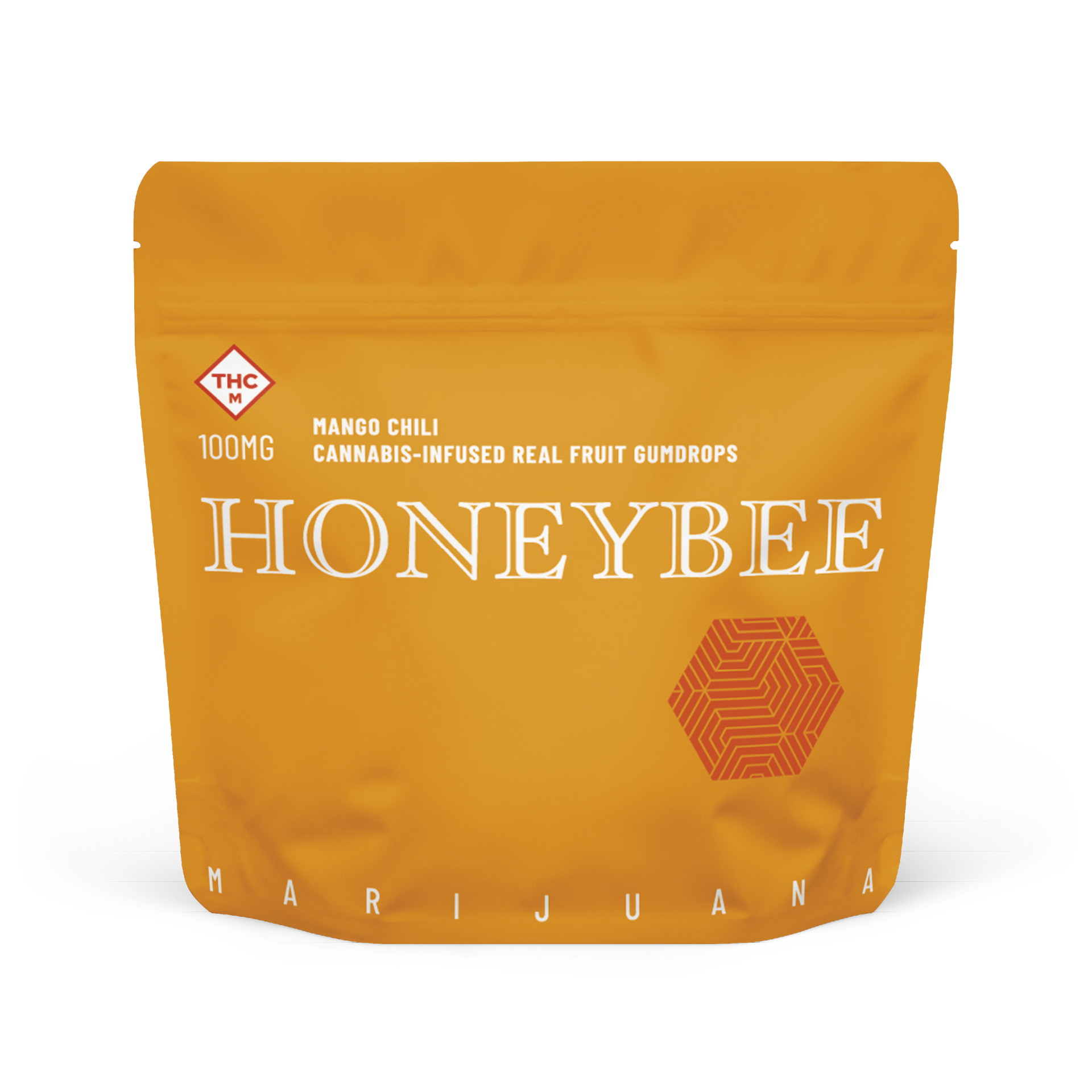 A orange bag that says honeybee on it