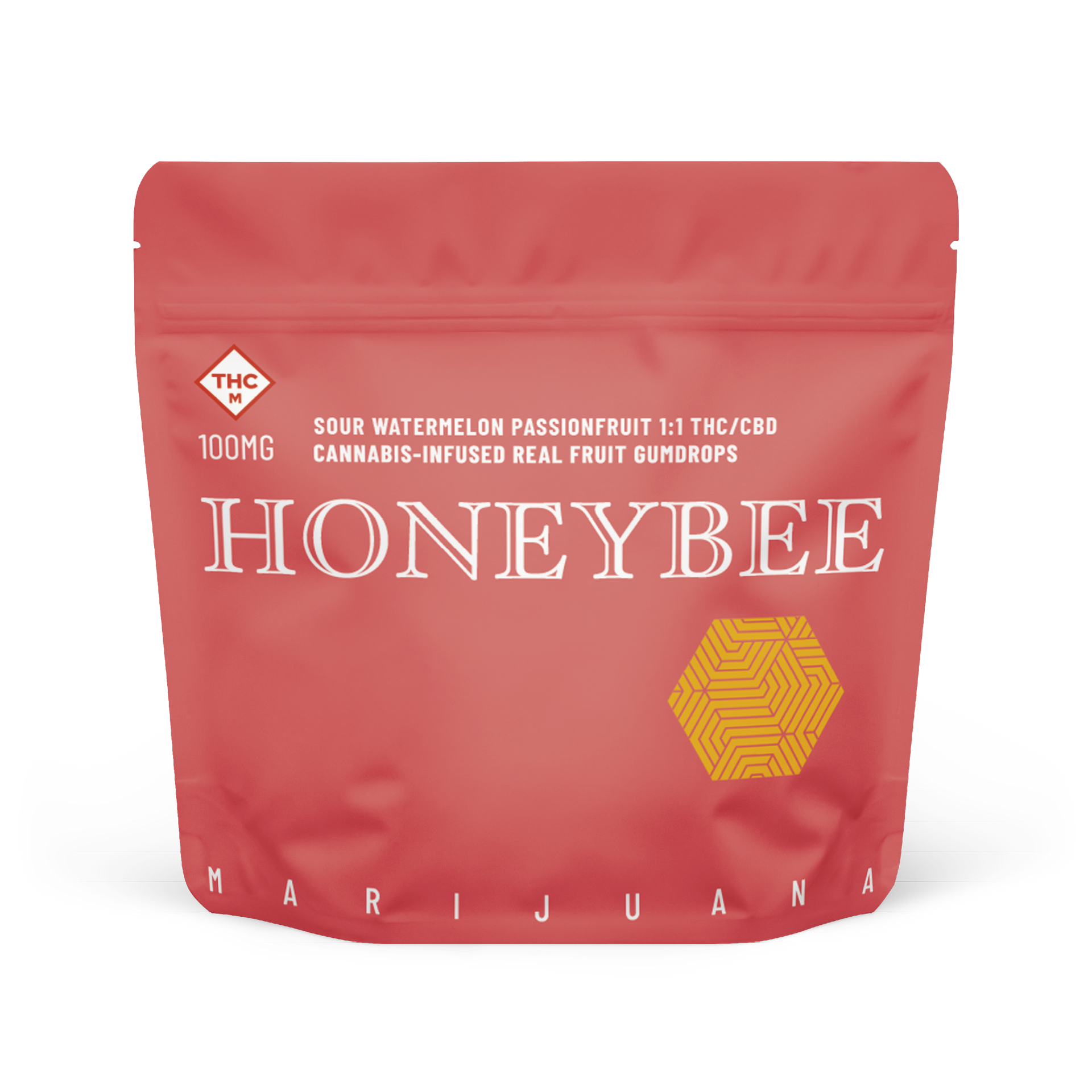 A pink bag that says honeybee on it