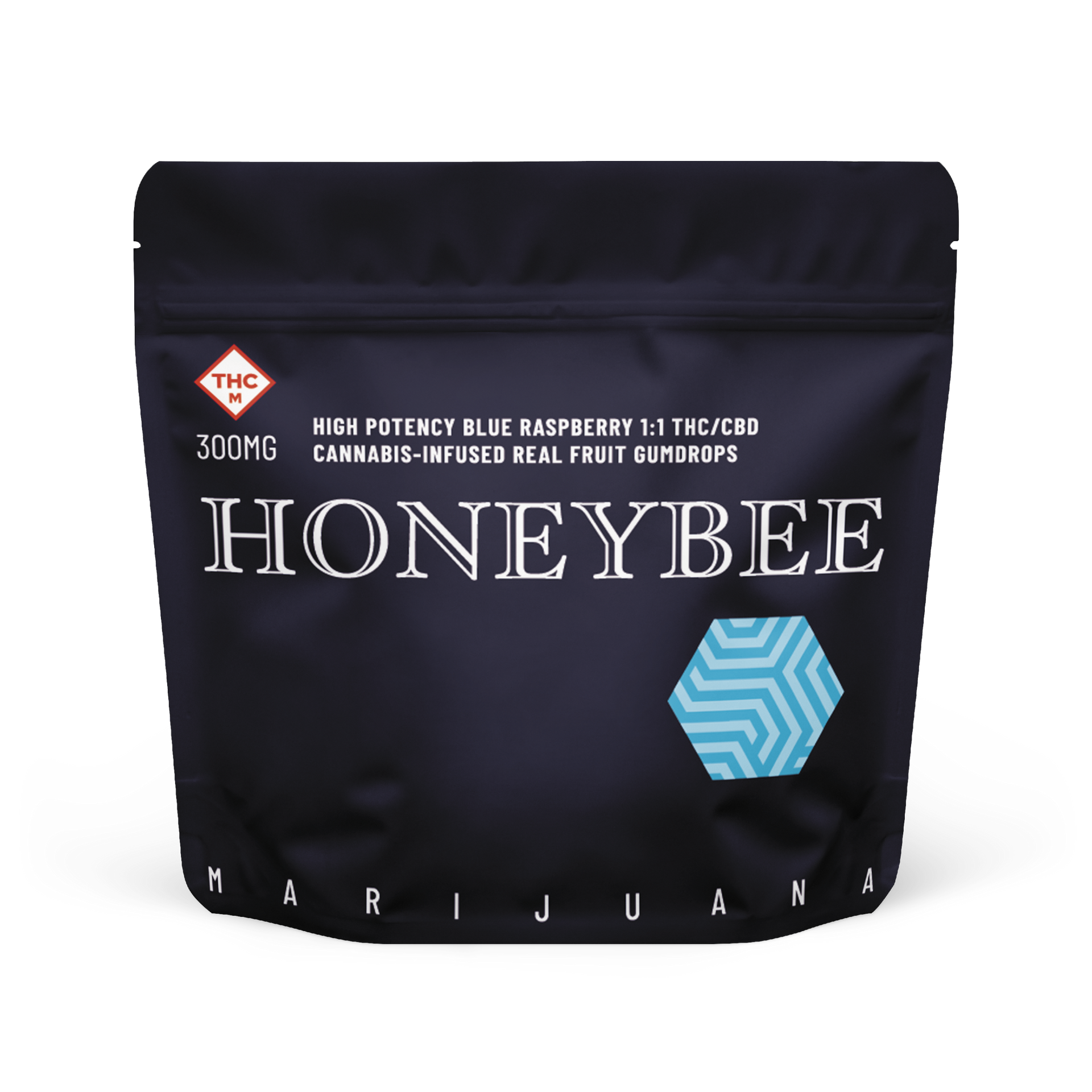 A navy blue bag that says honeybee on it