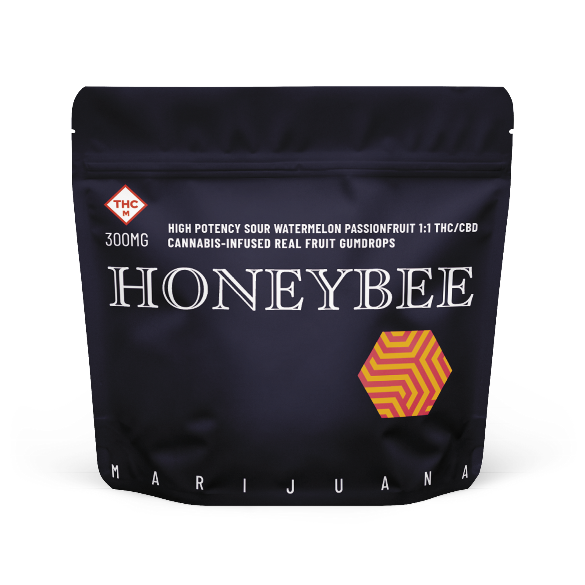 A navy blue bag that says honeybee on it