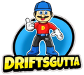 Tegneseriefigur med bart i rød skjorte, blå hatt og støvler, gir tommelen opp. Tekst «Driftsgutta».