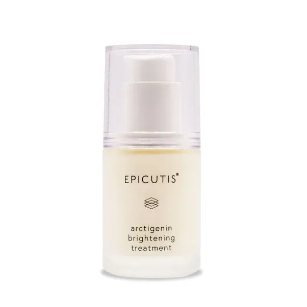 A bottle of epicutis arcticerin brightening treatment on a white background.