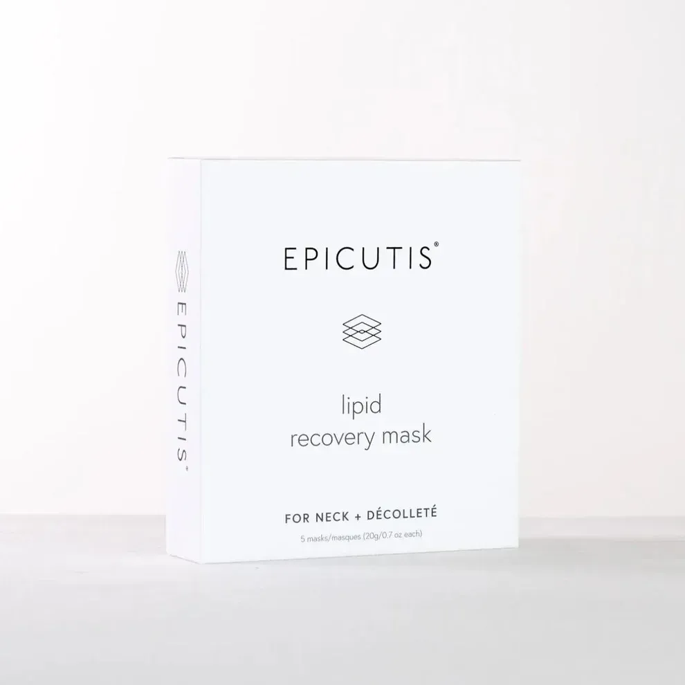 A box of epicutis lipic recovery mask for neck and decollete.