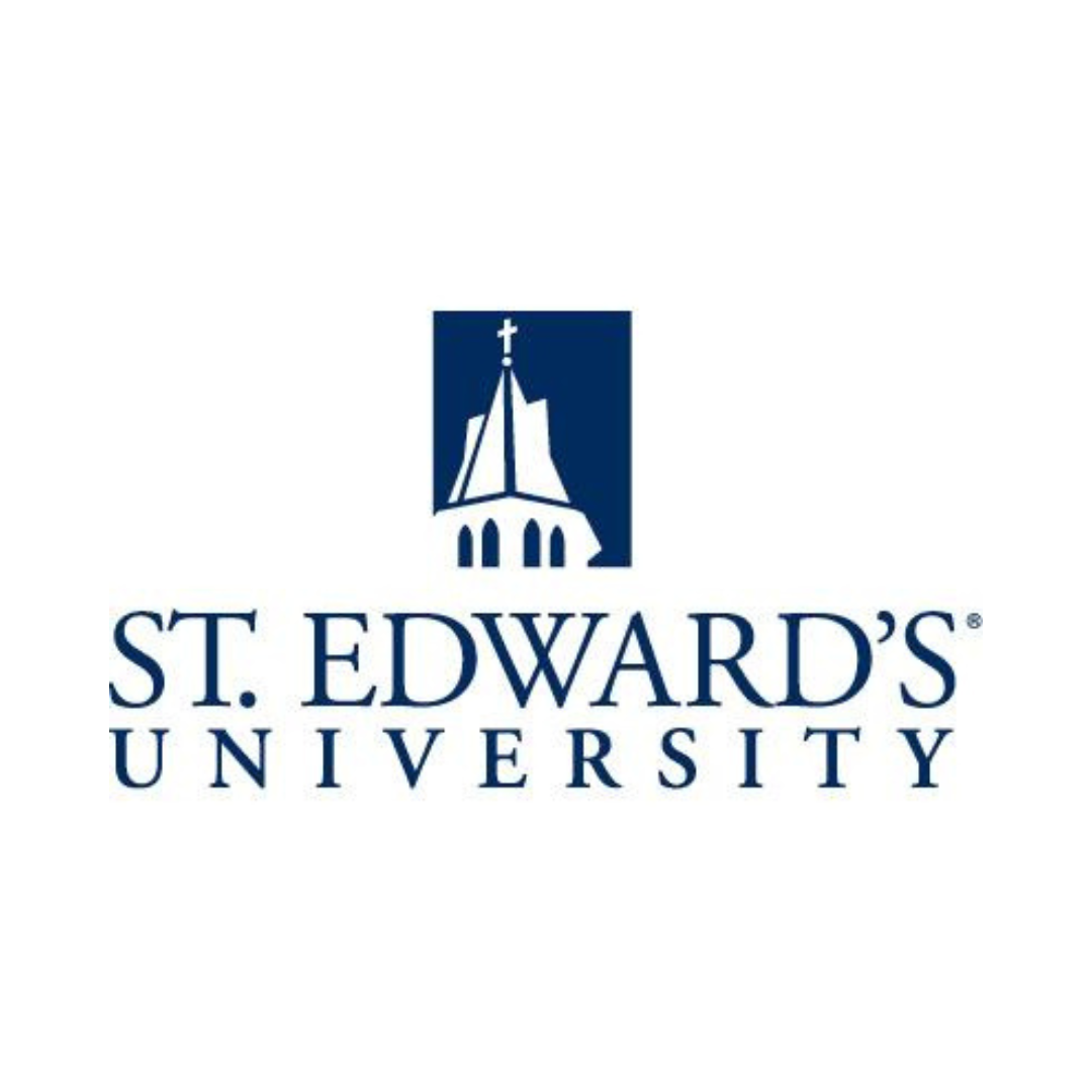the logo for st. edward 's university has a church on it